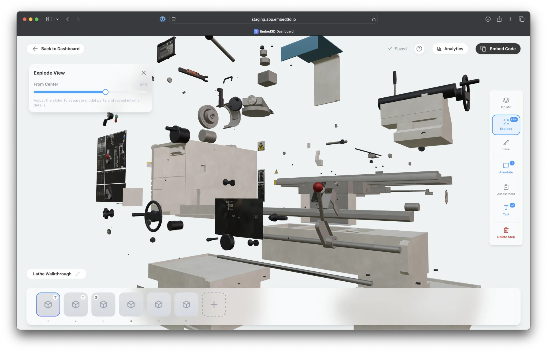 Exploded view of a 3D model