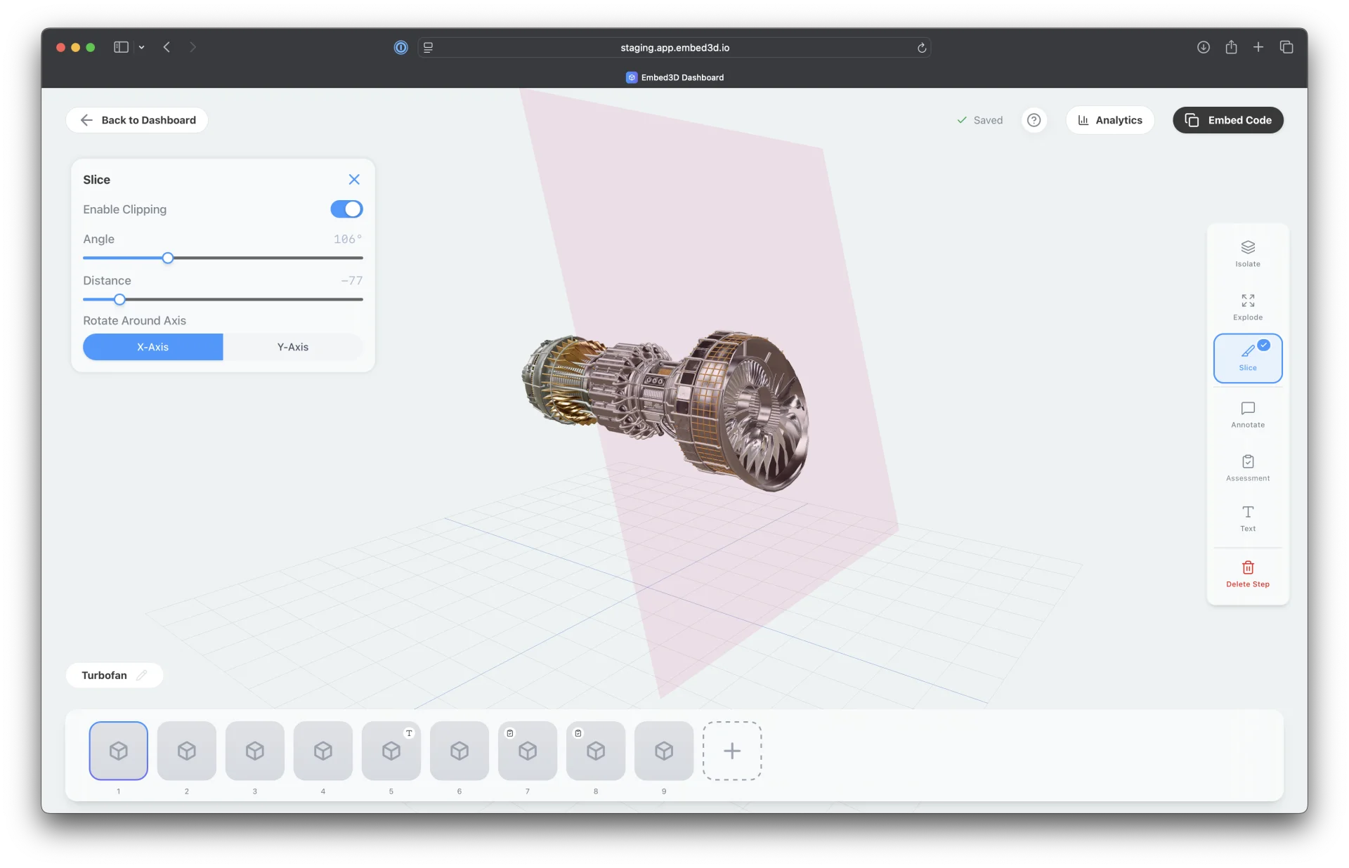 Cross-section slice through a 3D model